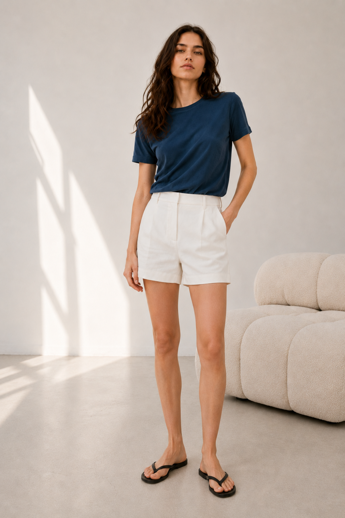 Lacivert Modal Karışımlı T-Shirt
