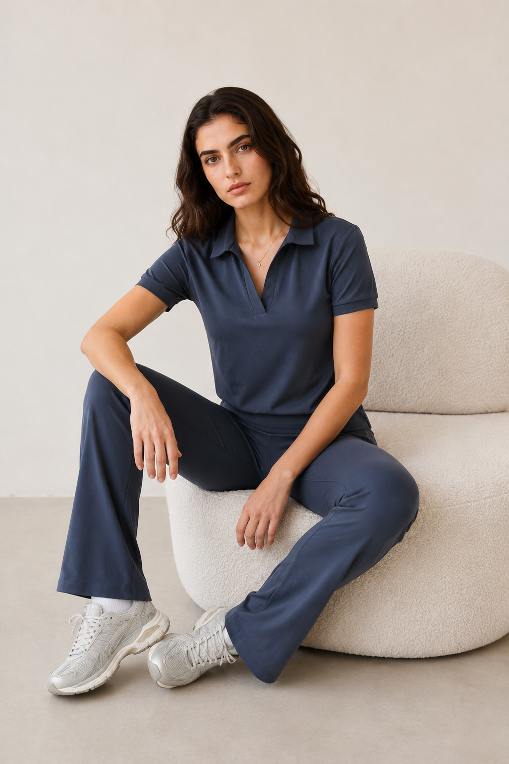 Füme Polo Yaka Kadın T-Shirt