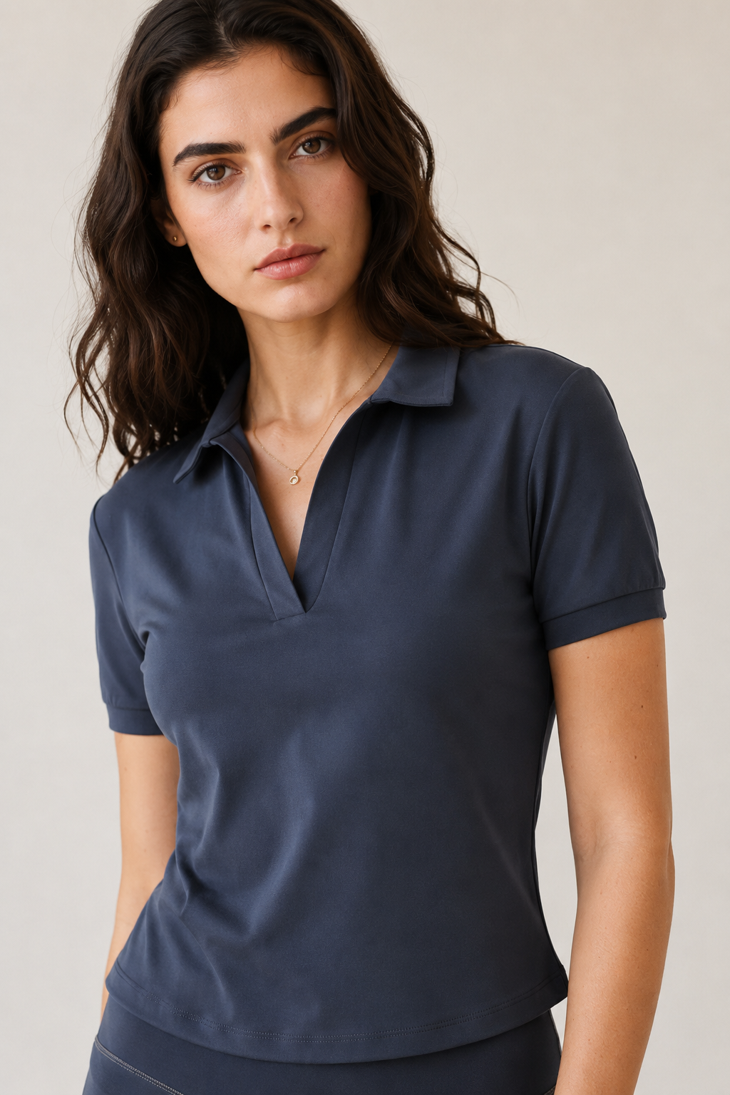 Füme Polo Yaka Kadın T-Shirt