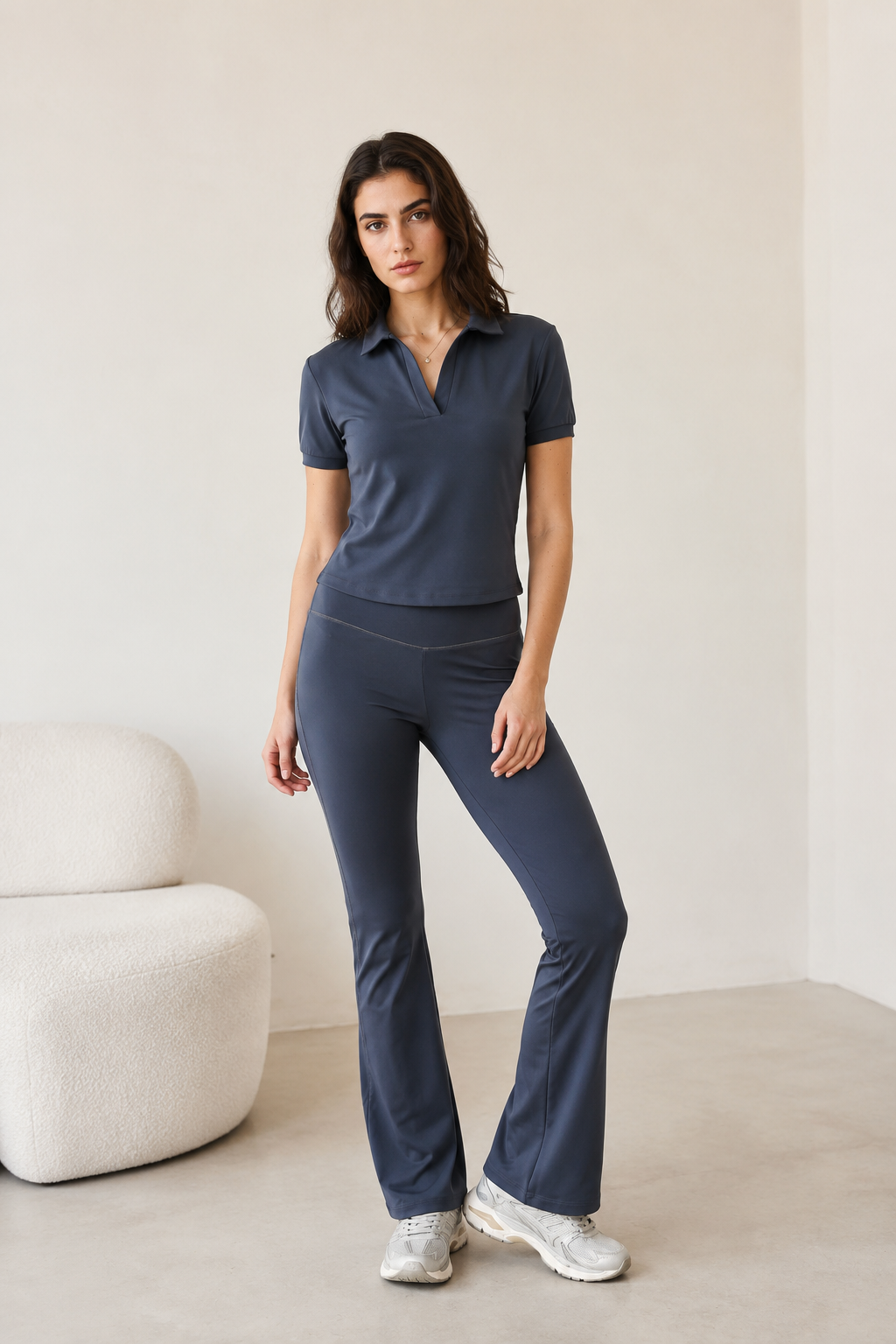 Füme Polo Yaka Kadın T-Shirt