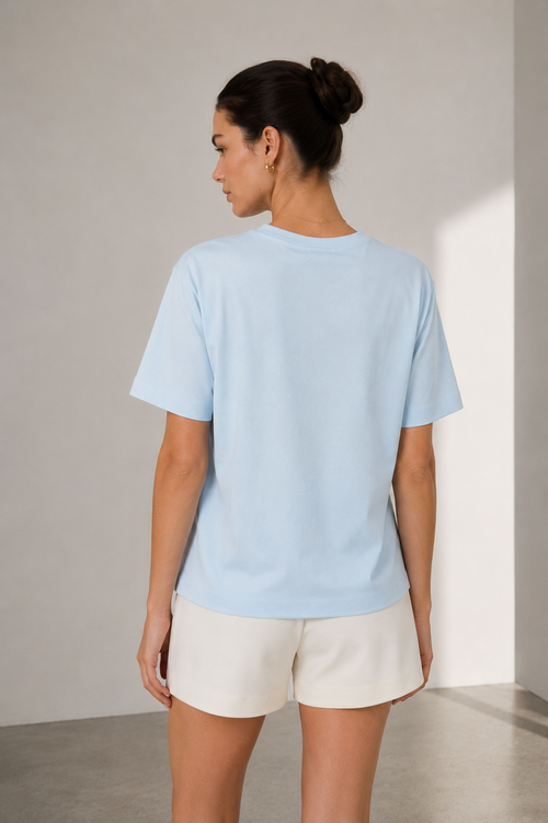 Bebe Mavi Dökümlü Kadın T-Shirt