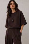 Kahve Modal Karışımlı T-Shirt Pantolon Takım