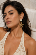 Hasır Yıldız Küpe - model görünümü